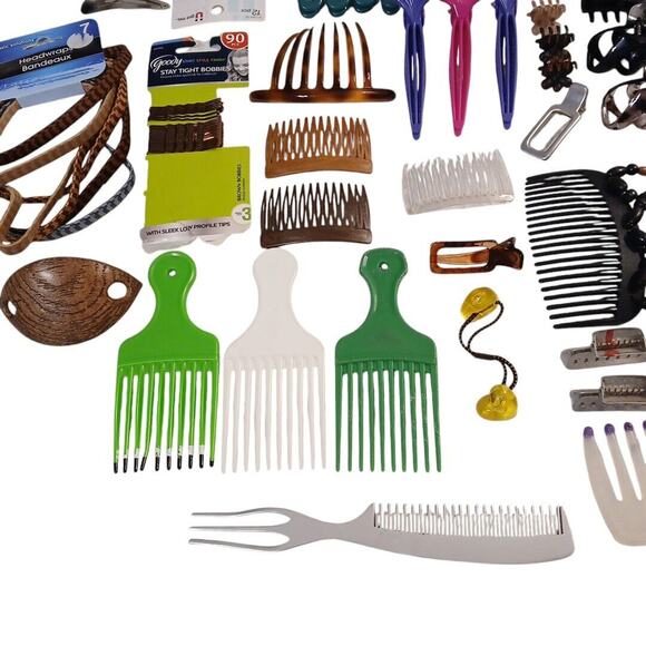 Vtg Hair‎ Accessories S-L Clips Picks Combs Beaded Comb Bun Cover...Lot of 65+ main image 8